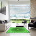 Machine Washable Transitional Neon Green Rug in a Kitchen, wshpat318grn