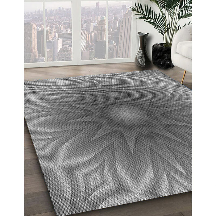 Patterned Carbon Gray Rug in Family Room, pat318gry