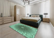 Patterned Green Rug in a Bedroom, pat318lblu