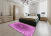 Patterned Neon Pink Rug in a Bedroom, pat318pur