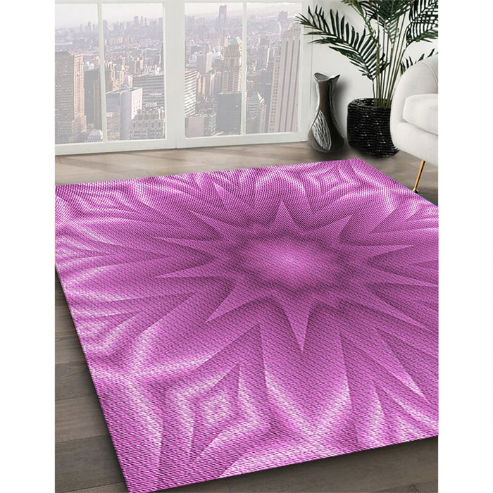 Machine Washable Transitional Neon Pink Rug in a Family Room, wshpat318pur