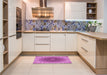 Patterned Neon Pink Rug in a Kitchen, pat318pur
