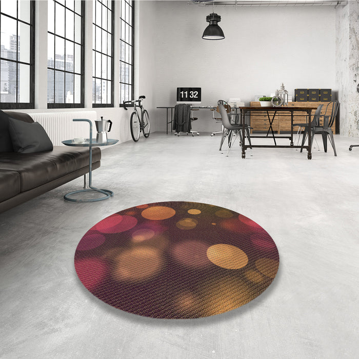 Round Patterned Red Rug in a Office, pat3181brn
