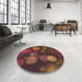 Round Patterned Red Rug in a Office, pat3181brn