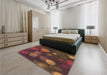 Patterned Red Rug in a Bedroom, pat3181brn