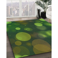 Patterned Dark Lime Green Rug, pat3181grn