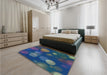 Patterned Steel Blue Rug in a Bedroom, pat3181lblu