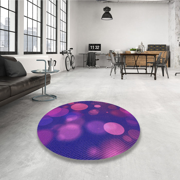 Round Patterned Bright Purple Rug in a Office, pat3181pur
