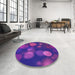 Round Patterned Bright Purple Rug in a Office, pat3181pur