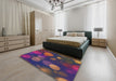 Machine Washable Transitional Mauve Taupe Purple Rug in a Bedroom, wshpat3181