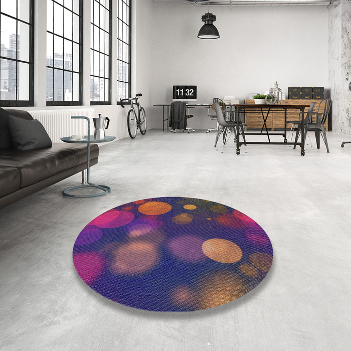 Round Patterned Mauve Taupe Purple Modern Rug in a Office, pat3181