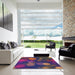 Square Machine Washable Transitional Mauve Taupe Purple Rug in a Living Room, wshpat3181