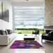 Square Patterned Mauve Taupe Purple Modern Rug in a Living Room, pat3181