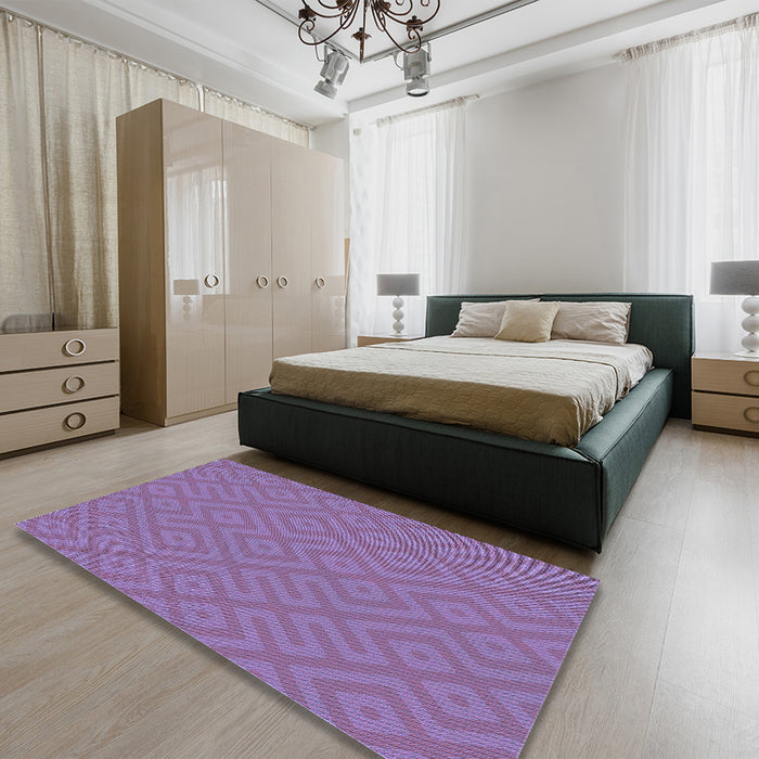 Patterned Orchid Purple Rug in a Bedroom, pat3182blu