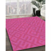Patterned Deep Pink Rug in Family Room, pat3182pur