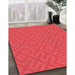 Patterned Red Rug in Family Room, pat3182rd