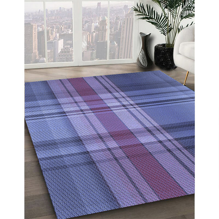 Patterned Deep Periwinkle Purple Rug in Family Room, pat3183blu