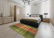 Patterned Saddle Brown Rug in a Bedroom, pat3183brn