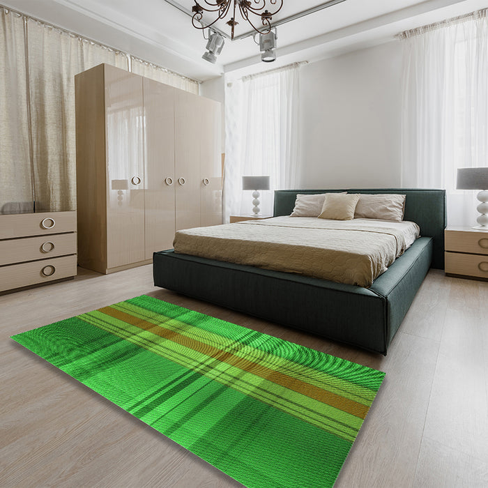 Patterned Lime Green Rug in a Bedroom, pat3183grn