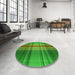 Round Patterned Lime Green Rug in a Office, pat3183grn