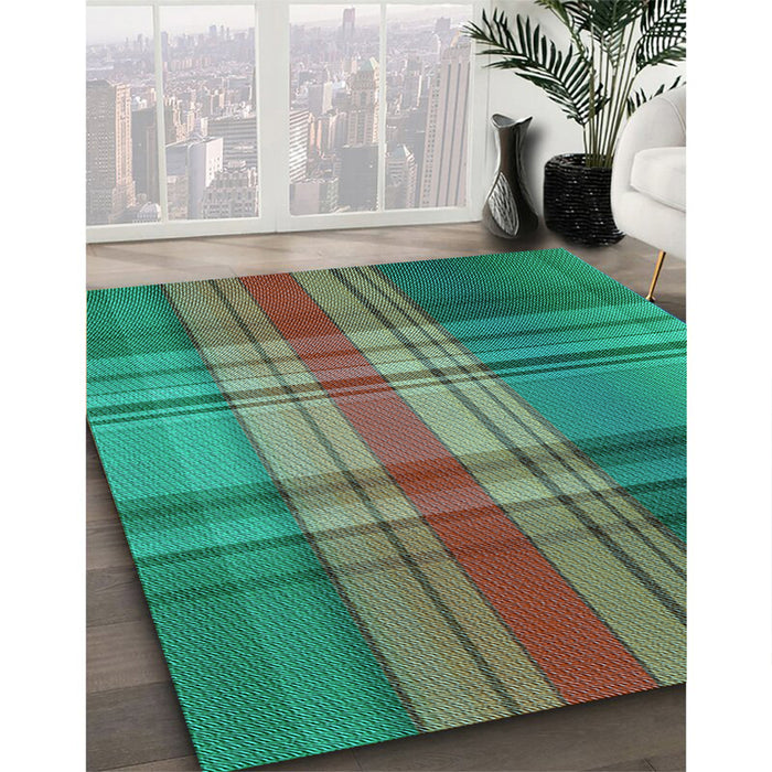 Patterned Light Sea Green Rug in Family Room, pat3183lblu