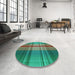 Round Patterned Light Sea Green Rug in a Office, pat3183lblu