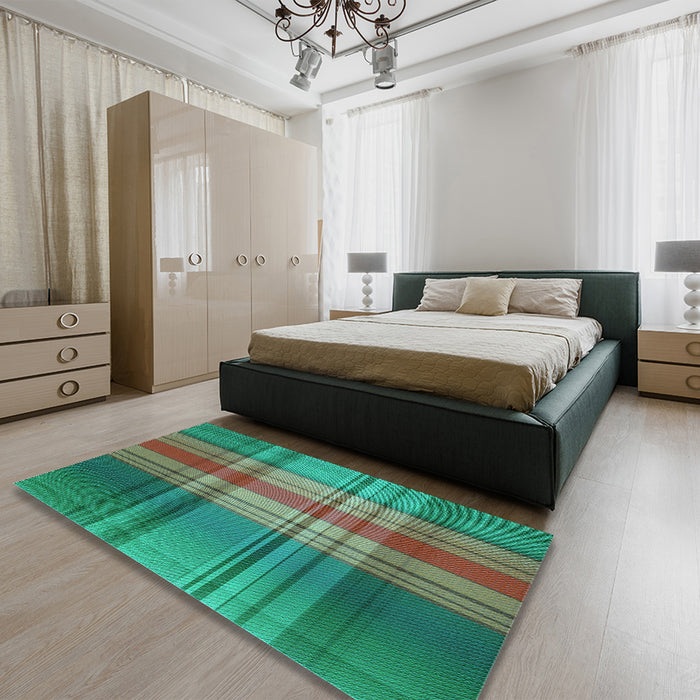 Patterned Light Sea Green Rug in a Bedroom, pat3183lblu