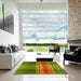 Square Patterned Pistachio Green Rug in a Living Room, pat3183yw