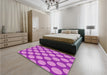 Round Machine Washable Transitional Violet Purple Rug in a Office, wshpat3184pur