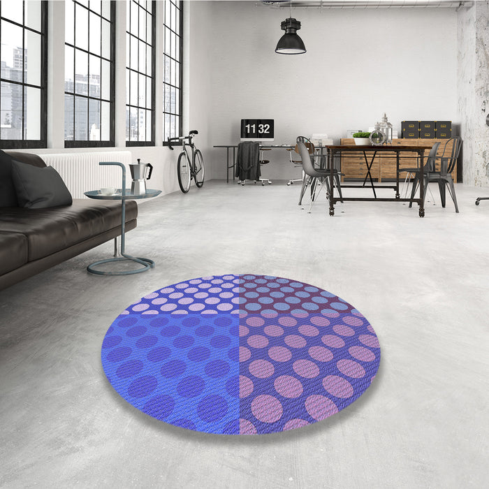 Round Patterned Amethyst Purple Rug in a Office, pat3185blu