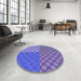 Round Patterned Amethyst Purple Rug in a Office, pat3185blu