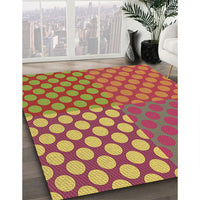 Patterned Crimson Red Rug, pat3185brn