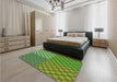 Patterned Oak Brown Rug in a Bedroom, pat3185grn