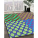 Machine Washable Transitional Emerald Green Rug in a Family Room, wshpat3185lblu