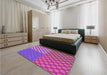 Patterned Neon Pink Rug in a Bedroom, pat3185pur