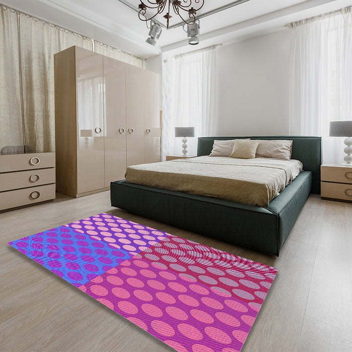Patterned Neon Pink Rug in a Bedroom, pat3185pur