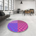 Round Patterned Neon Pink Rug in a Office, pat3185pur