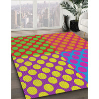 Patterned Deep Pink Modern Rug, pat3185