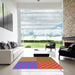 Square Patterned Deep Pink Modern Rug in a Living Room, pat3185