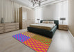 Patterned Deep Pink Modern Rug in a Bedroom, pat3185