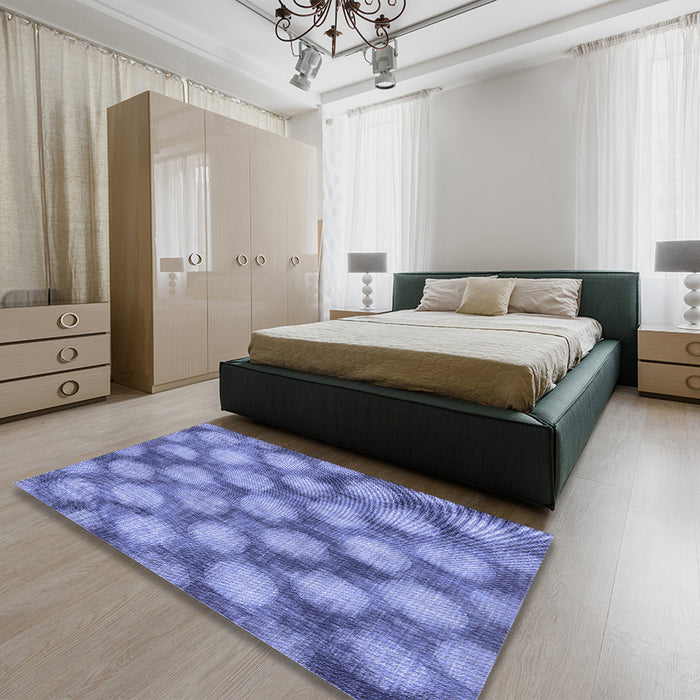 Patterned Sky Blue Rug in a Bedroom, pat3186blu