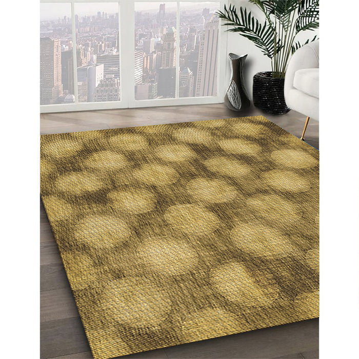 Patterned Yellow Rug in Family Room, pat3186brn