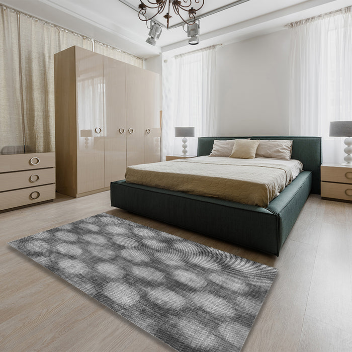 Patterned Gray Rug in a Bedroom, pat3186gry