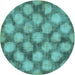 Square Patterned Turquoise Green Rug, pat3186lblu