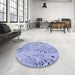 Round Patterned Blue Rug in a Office, pat3187blu