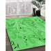 Patterned Neon Green Rug in Family Room, pat3187grn