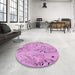 Round Patterned Violet Purple Rug in a Office, pat3187pur
