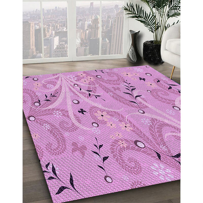 Patterned Violet Purple Rug in Family Room, pat3187pur