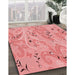 Patterned Pastel Pink Rug in Family Room, pat3187rd