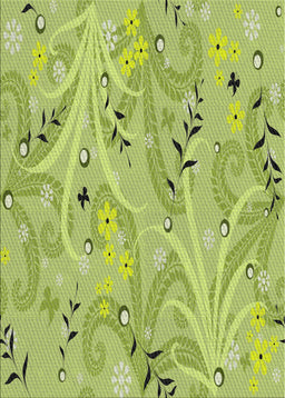Patterned Yellow Green Novelty Rug, pat3187
